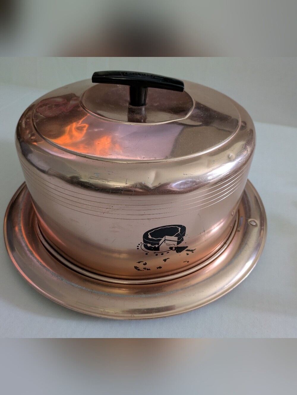 Mid- century copper aluminum cake carrier. West Bend Brand.